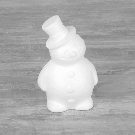 Styropor Schneemann mit Zylinderhut, Hoch. 17 cm, zu personalisieren