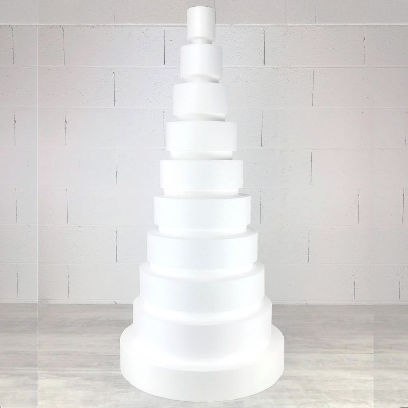 Pièce montée Wedding Cake, Hauteur 127 cm, Base Ø 60cm à 10cm, 10 étages en Polystyrène