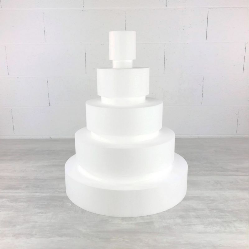 Pièce montée Wedding Cake, Hauteur 62 cm, Base Ø 50cm à 10cm, 5 étages en Polystyrène