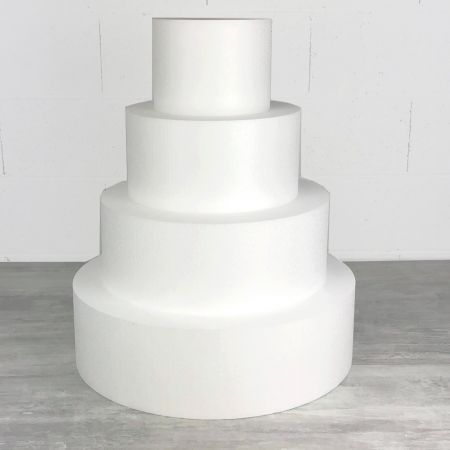 Styropor Hochzeittstorten-Dummy, 60 cm Gesamthöhe,  Sockel Ø 50 cm bis 20 cm, 4 Scheiben 15 cm hoch
