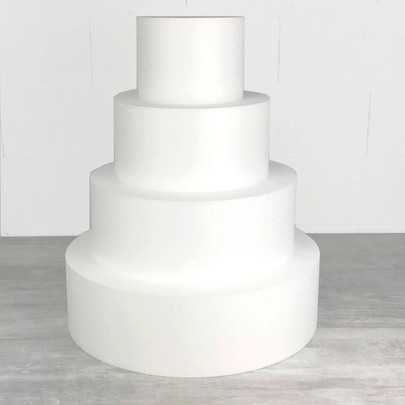 Pièce montée Wedding Cake  Hauteur 80 cm, Base Ø 50cm à 20cm, 4 disques de 20cm de haut en Polystyrène haute densité