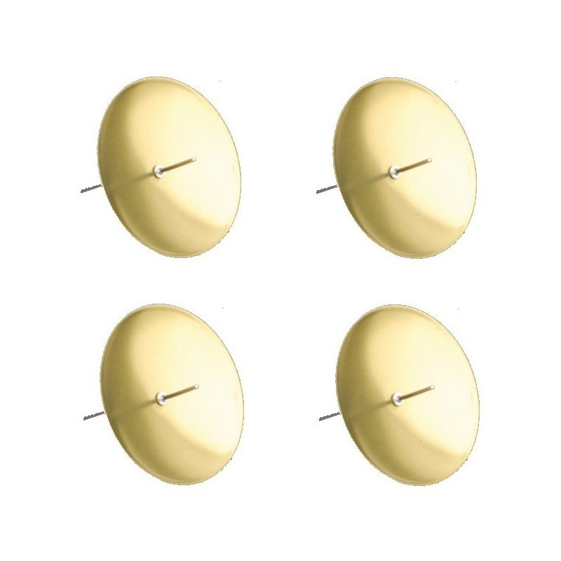 Lot de 4 Portes bougies métalliques dorées à piquer, Ø 6 cm, pour couronne de l'avent