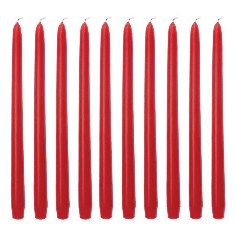 10 Bougies Rouges Chandelier 25 cm, Bougie flambeau, diam. de base 2,2cm