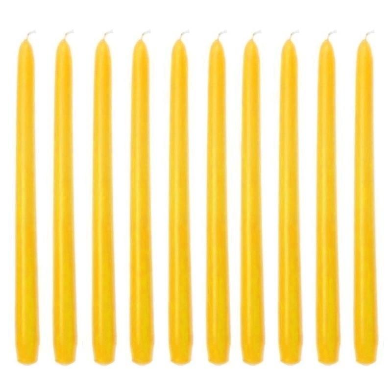 10 Bougies Jaune Chandelier 25 cm, Bougie flambeau, diam. de base 2,2cm