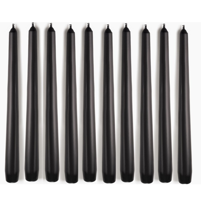 10 Bougies Noires Chandelier 25 cm, Bougie flambeau, diam. de base 2,2cm