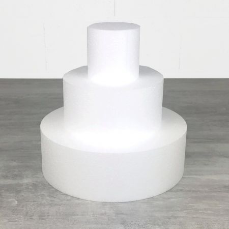 Styropor Torten-Dummy Höhe 30 cm, Basis Ø 30 cm bis 10 cm, 3 Scheiben je 10 cm hoch