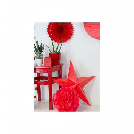 Set mit 2 großen Laternen, roter Stern, Größe 60 cm, Pappaufhängung
