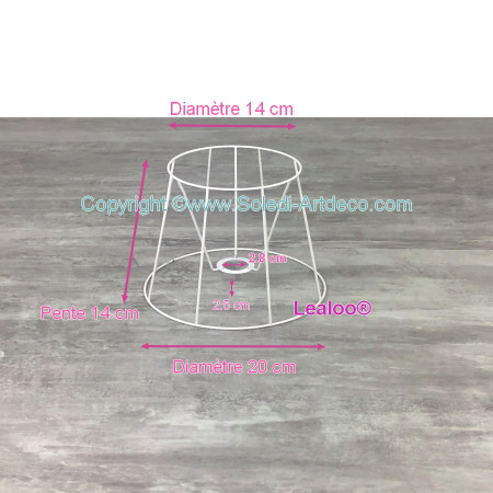 Petite carcasse Abat-Jour Tambour 20 cm, Armature Cone 8 branches en epoxy anticorrosion, pour E14