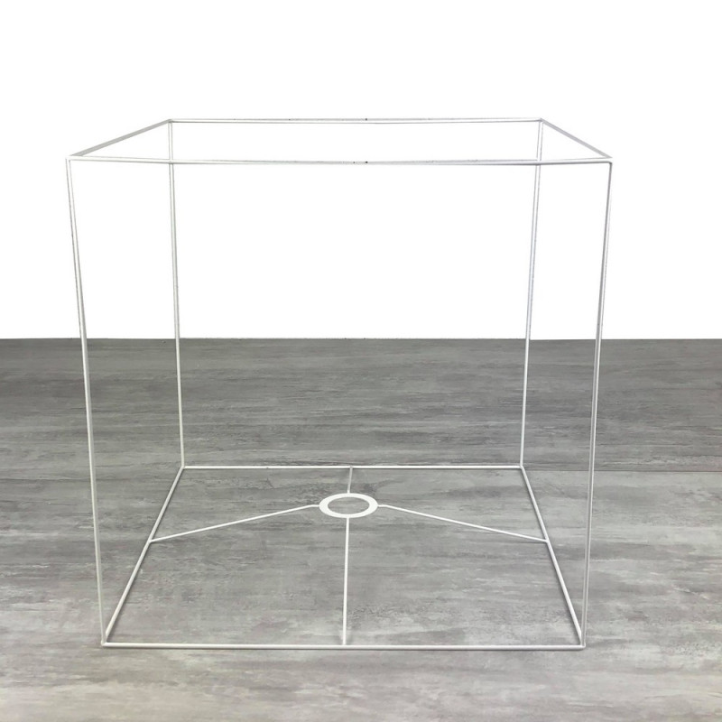 Armature Carrée blanc pour abat-jour, Hauteur et largeur 40 cm, pour Douille 38 mm