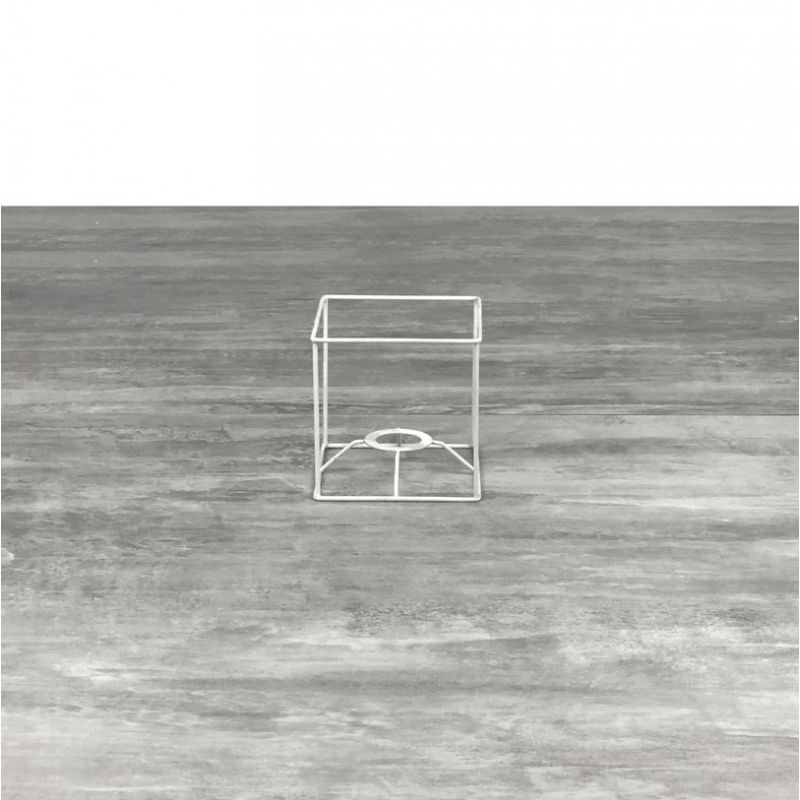 Weißer quadratischer Rahmen für Lampenschirm, Höhe und Breite 10 cm, für 28mm Fassung
