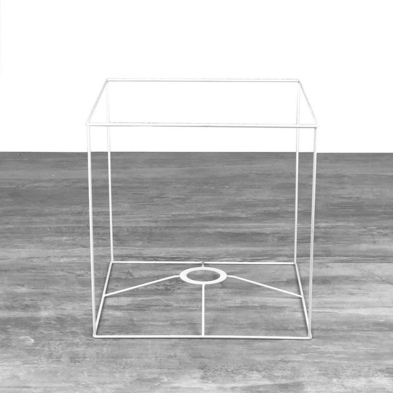 Armature Carrée blanc pour abat-jour, Hauteur et largeur 25cm, pour Douille 38mm