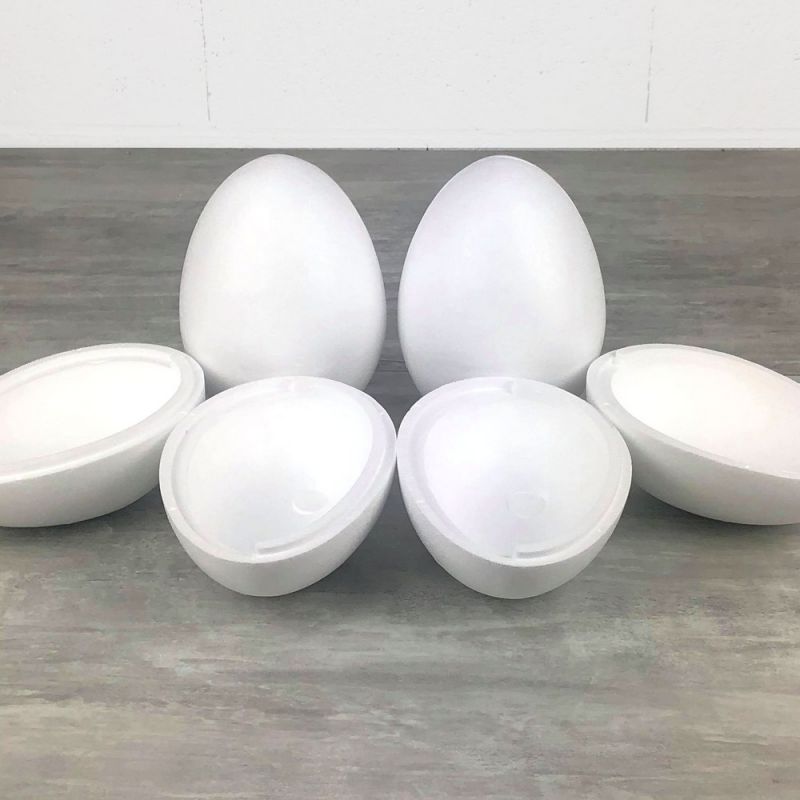 Lot de 4 Oeufs polystyrène de 16 cm de haut, Séparables, Styropor blanc densité supérieure