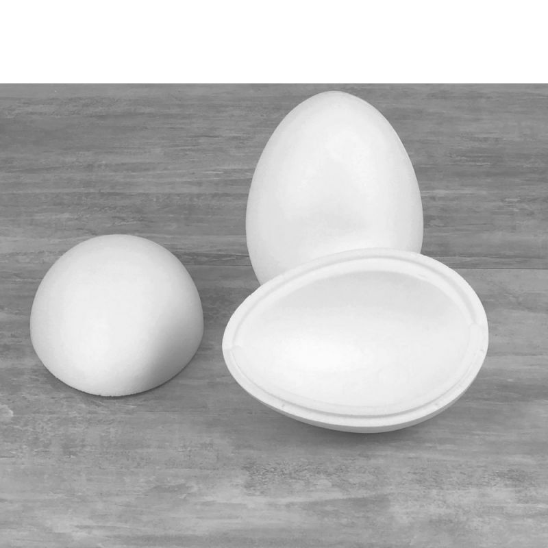 Set aus 2 Styropor Eiern, 21 cm, Durchmesser 15 cm, trennbar, hohe Materialdichte
