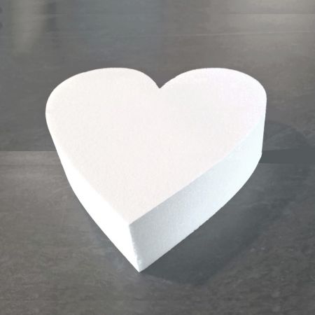 Socle plat Coeur 2D en polystyrène blanc, Largeur 20cm x Epais. 7cm, 28 kg/ m3, pour centre de table