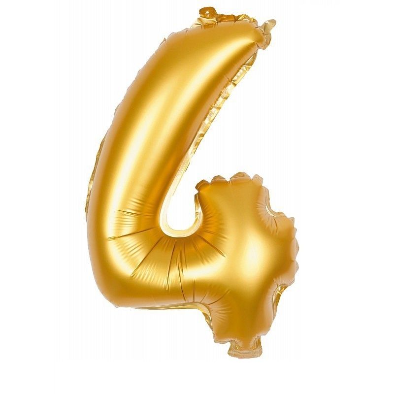 Ballon Géant Mylar Chiffre 4 Doré, dim. 66 cm x 1 m, décoration anniversaire babyshower aluminium