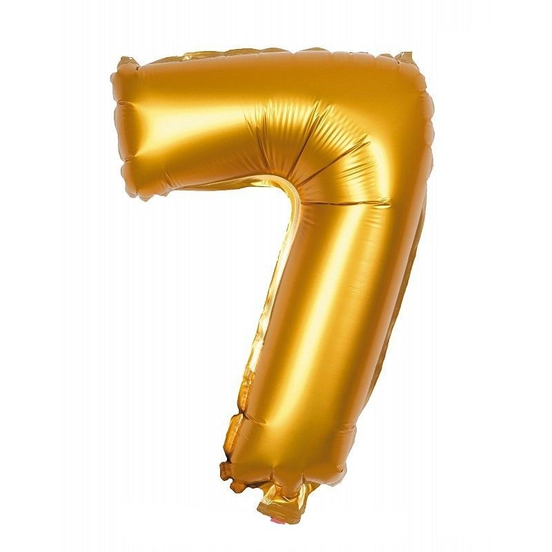 Ballon Géant Mylar Chiffre 7 Doré, dim. 73 cm x 1 m, décoration anniversaire babyshower aluminium