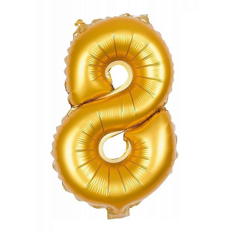 Ball Giant Mylar Figur 8 Golden, Größe 64 cm x 1 m, Geburtstag Dekoration Babyshower Aluminium