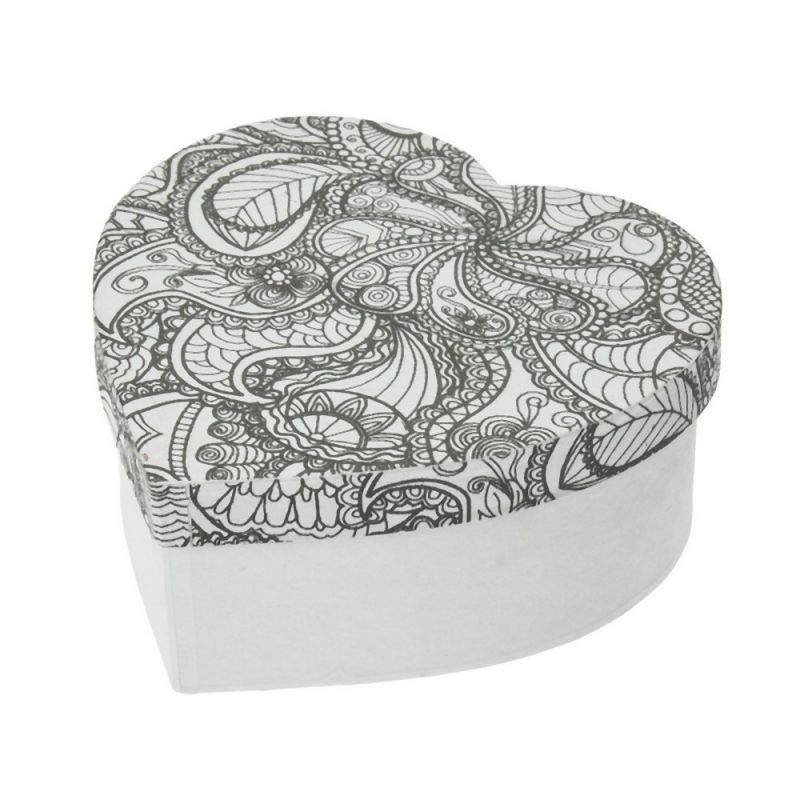 Boite Rectangulaire thème Abstrait à Colorier en papier cartonné, dim 16 x 10,5 x 7 cm, Doodle Art