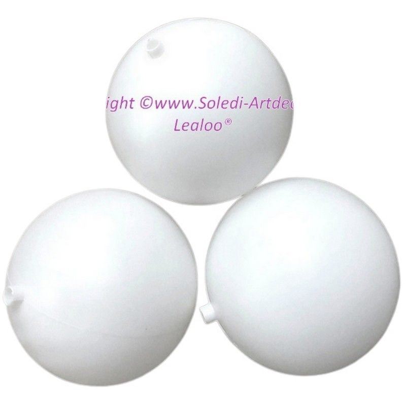 Set aus 3 grosse Weiße Kunststoffkugeln mit Stutzen, Durchmesser 20 cm, Öffnung 15 mm