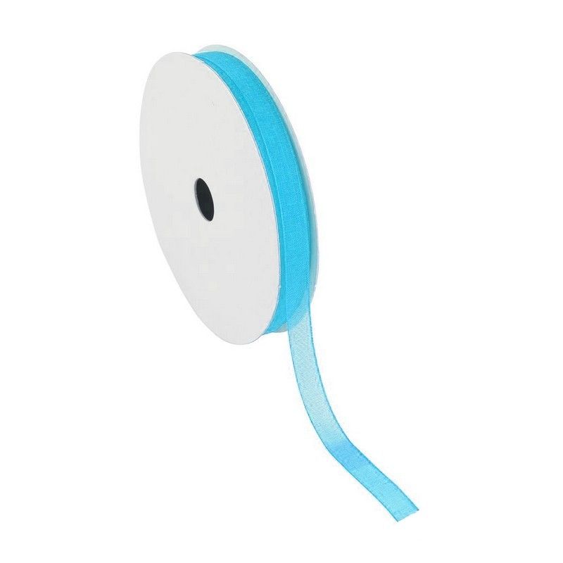 Ruban Organza Turquoise, bordure brodée, largeur 6 mm, longueur 28 m, rouleau décoratif