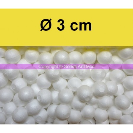 Set aus 200 Styropor Kugeln, Durchmesser 3 cm / 30 mm, hohe Materialdichte