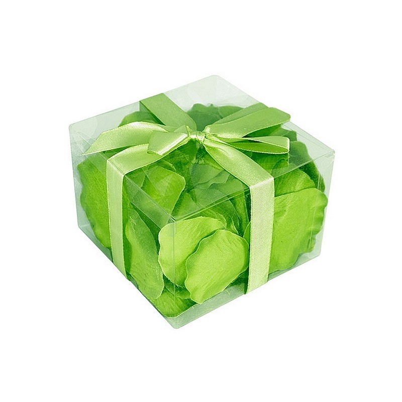 Lot de 300 Pétales de Rose couleur Vert Menthe, en tissu, 5,5 x 3,5 cm, en boite PVC