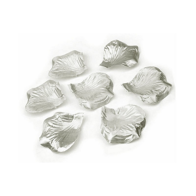 Beutel mit 300 Rosenblättern, Metallic-Silber-Farbe, in Stoff, zum streuen, 4,5x5cm