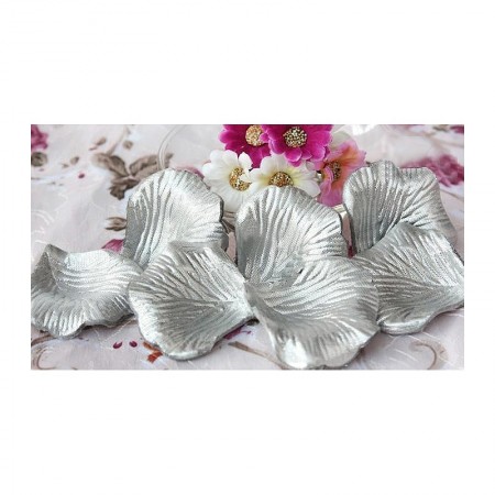 Beutel mit 300 Rosenblättern, Metallic-Silber-Farbe, in Stoff, zum streuen, 4,5x5cm