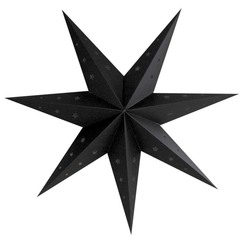 Grande Lanterne étoile Noir, dim. 70 cm, suspension festive en carton perforé