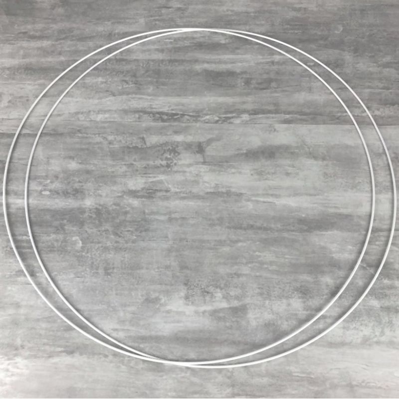 Lot de 2 Grands Cercles métalliques blanc diam. 100 cm pour abat-jour, Anneaux epoxy Attrape rêves