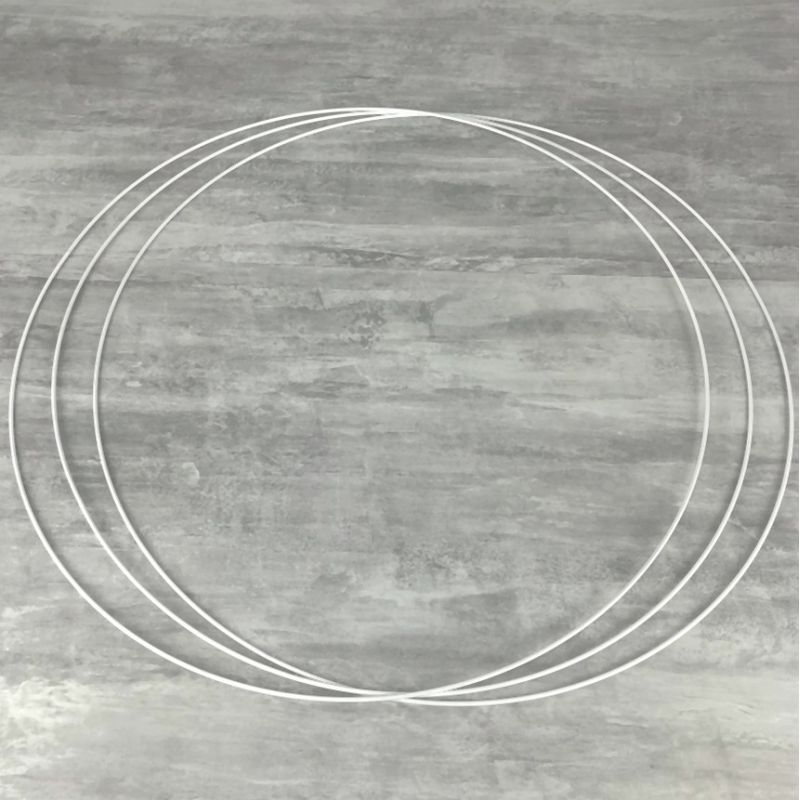 Gros lot de 3 Grands Cercles métalliques blanc diam. 100 cm pour abat-jour, Anneaux epoxy Attrape rêves