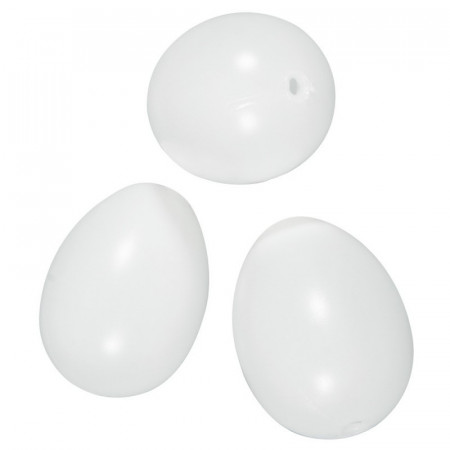 Lot de 10 Oeufs en plastique blanc, 10cm de haut, à décorer, avec trou de suspension, non séparables