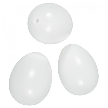 Lot de 5 grands Oeufs en plastique blanc, 14cm de haut, à décorer, avec trou de suspension, non séparables