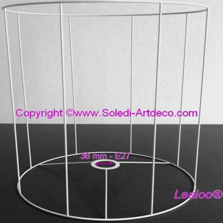 Large White Round Lampshade Frame, Height and Diam. 50 cm, diameter 38 mm Socket, to E27