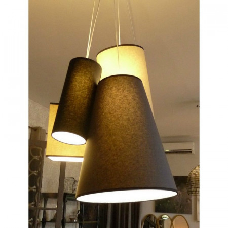 Rahmenset von Ø 20 bis 35 cm für konischen Lampenschirm, runder Kopf Ø 20 cm, bloßer Ring Ø 35 cm, weißes Epoxidharz, für E27