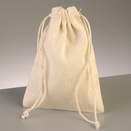 Lot de 10 Pochons en coton naturel, 15 x 10 cm, avec cordon de serrage, 105gr/m²