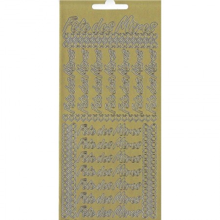 5 Hobbystickers In French, Mother's Day and Hearts Gold, Board 10 x 23 cm, peel off stickers for scrapbooking
