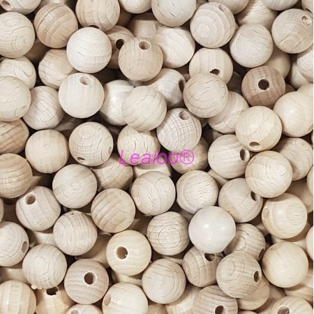 Set aus 25 durchgebohrten Rohholzkugeln aus Buchen, Ø 30mm, Loch 6mm