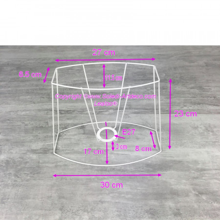 Lampshade base frame with Cut sides 27x11.5/30x17x23 cm, Oval rectangular frame, for E27