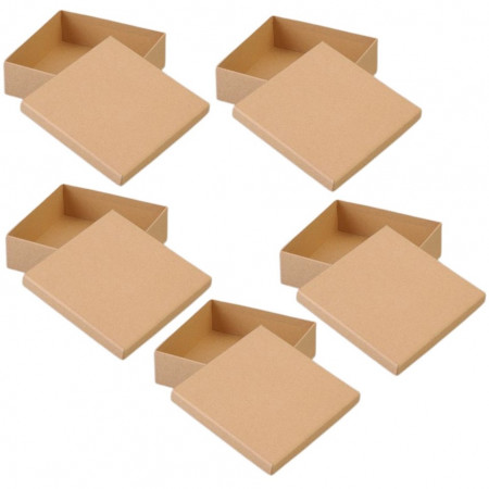 5 große Boxen in Pappkarton, quadratisch, mit Deckel, Seite 16,5 cm und 8 cm hoch