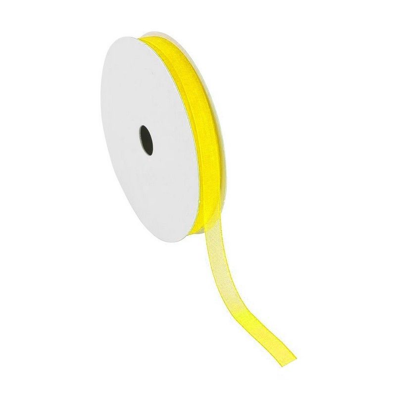 Ruban Organza Jaune, bordure brodée, largeur 6 mm, longueur 34 m, rouleau décoratif