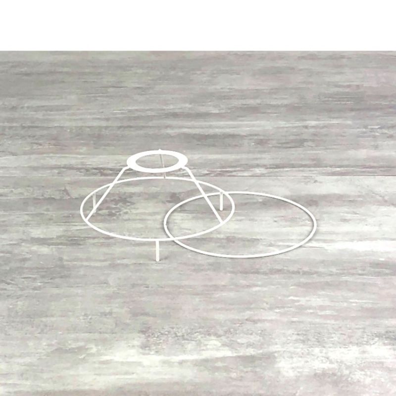 Set d'Ossature avec pieds, Ø 15 cm pour abat-jour, Tête ronde avec pieds et anneau en epoxy blanc, pour Douille E27, 40mm