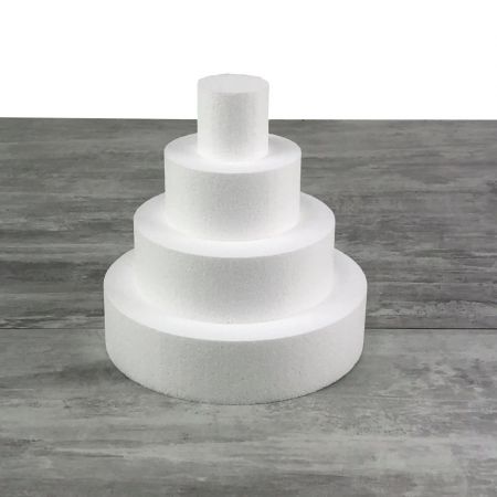Petite pièce montée Haut. 20 cm en polystyrène, Base Ø 20cm à 5cm, 4 disques de 5cm de Haut, pour gâteau Styropor