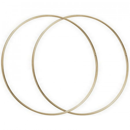Lot de 2 Grands Cercles métalliques doré ancien, diam. 60 cm pour abat-jour, Anneaux epoxy Attrape rêves