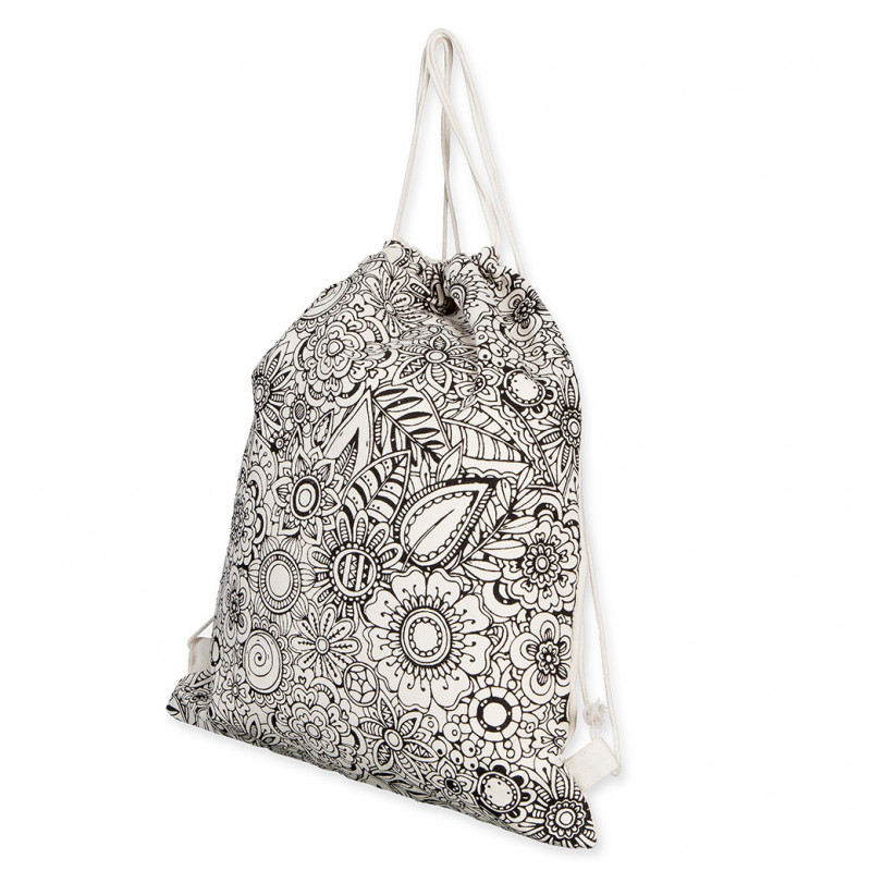 Sac de sport en Coton épais à colorier blanc et noir DIY, 37 x 44 cm, à customiser avec feutres ou peinture textiles