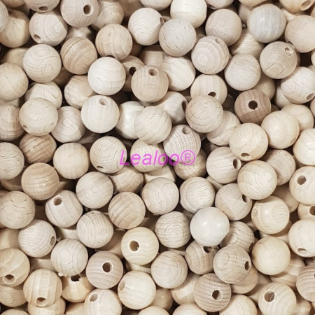 Lot de 50 Boules percées en bois de hêtre, diamètre 25 mm, perçage 6 mm