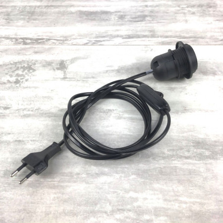 Câble électrique Noir avec Douille E27 et interrupteur, Cordon long. 2 m, pour la réalisation d'une lampe
