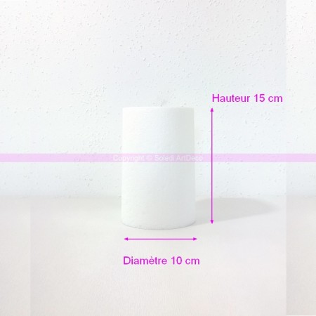 Petit cylindre en polystyrène diam. 10 x haut. 15 cm, Colonne en Styropor blanc pour présentoir, de densité Pro, 28 kg/ m3