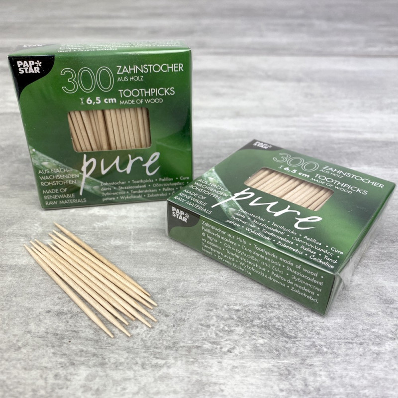 Set aus 600 Zahnstochern, aus Holz, lang. 6,5 cm, Durchmesser 2 mm, Aperitifstäbchen
