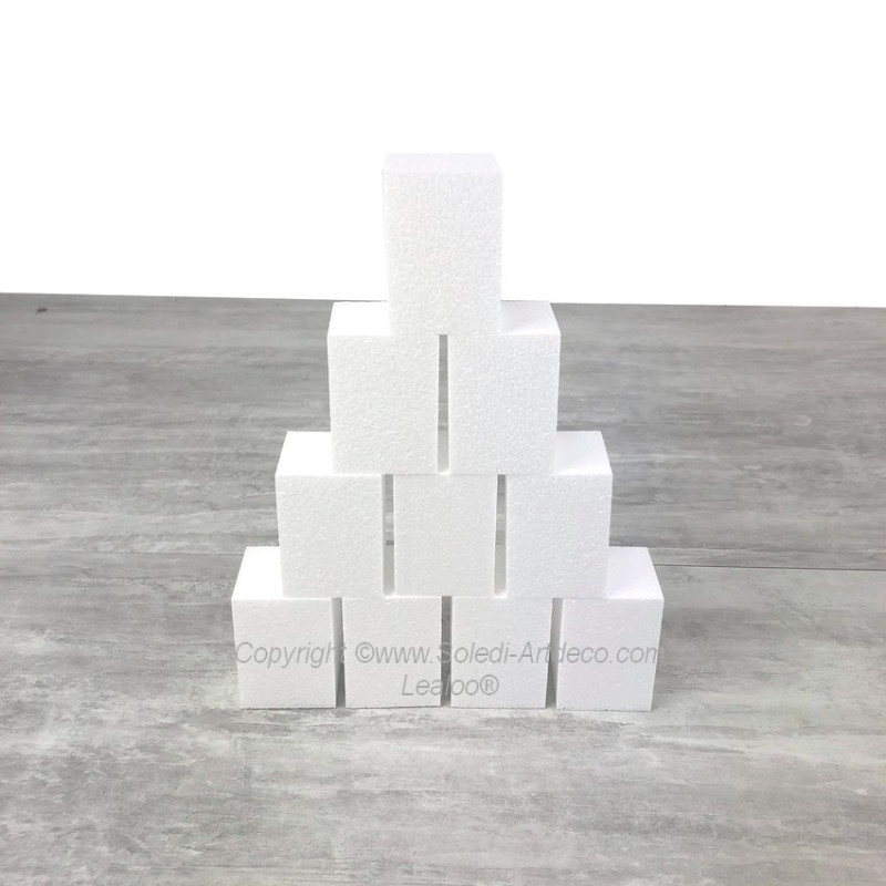 Lot 10 small polystyrene blocks, Height 7cm x 5x5 cm, to decorate
